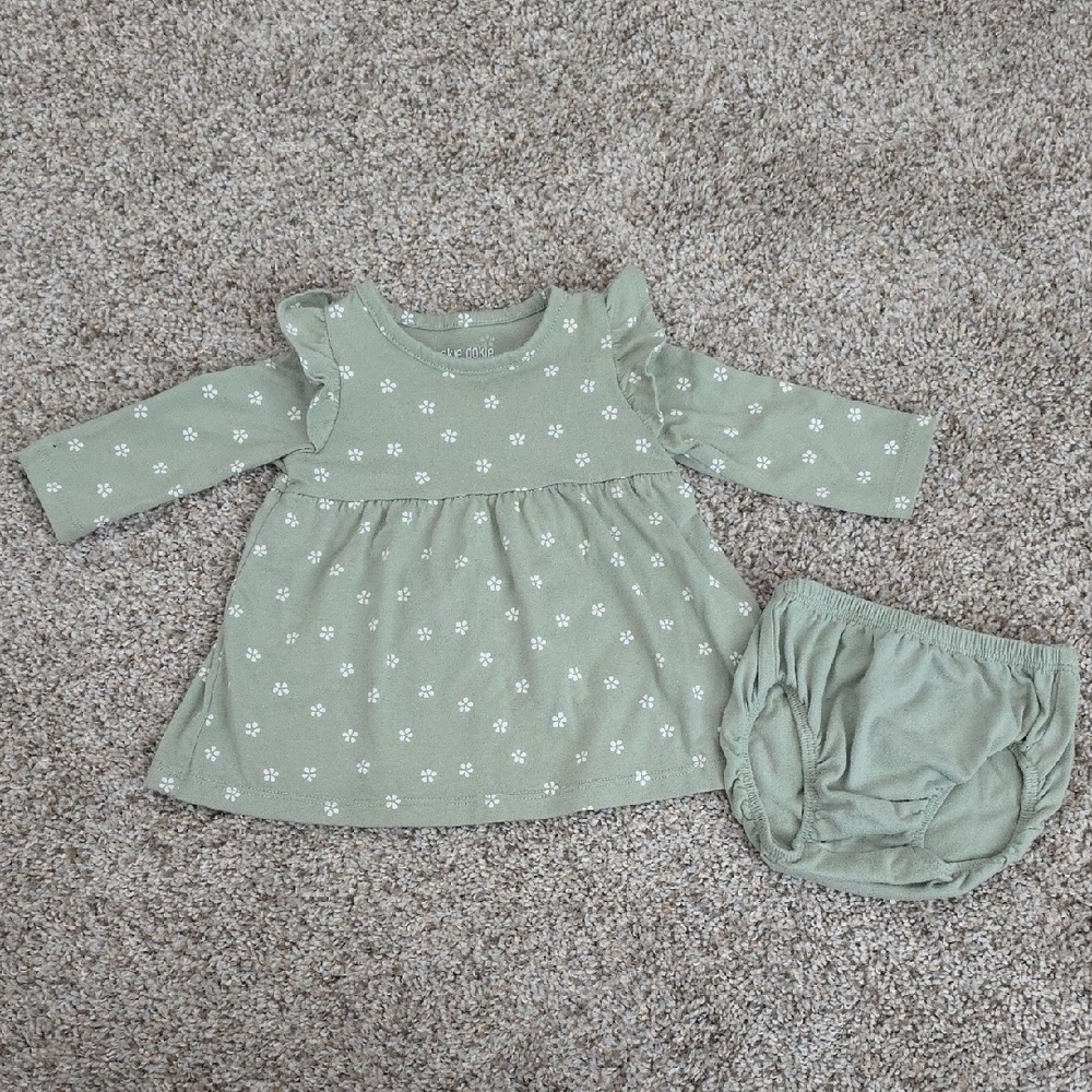 Okie Dokie Green Floral Kids Dress